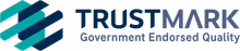Trustmark Government Endorsed Quality logo in blue and teal text with striped icon