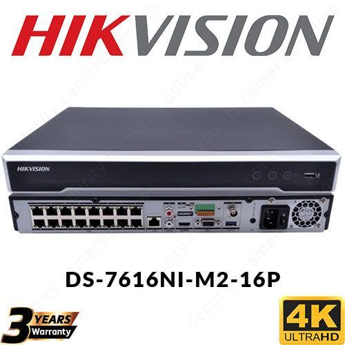 HIKVISION ULTRA 7616NI-M2 16CH M- NVR, 8K, 2XHDD, 1X6TB, 32MP, 3YR