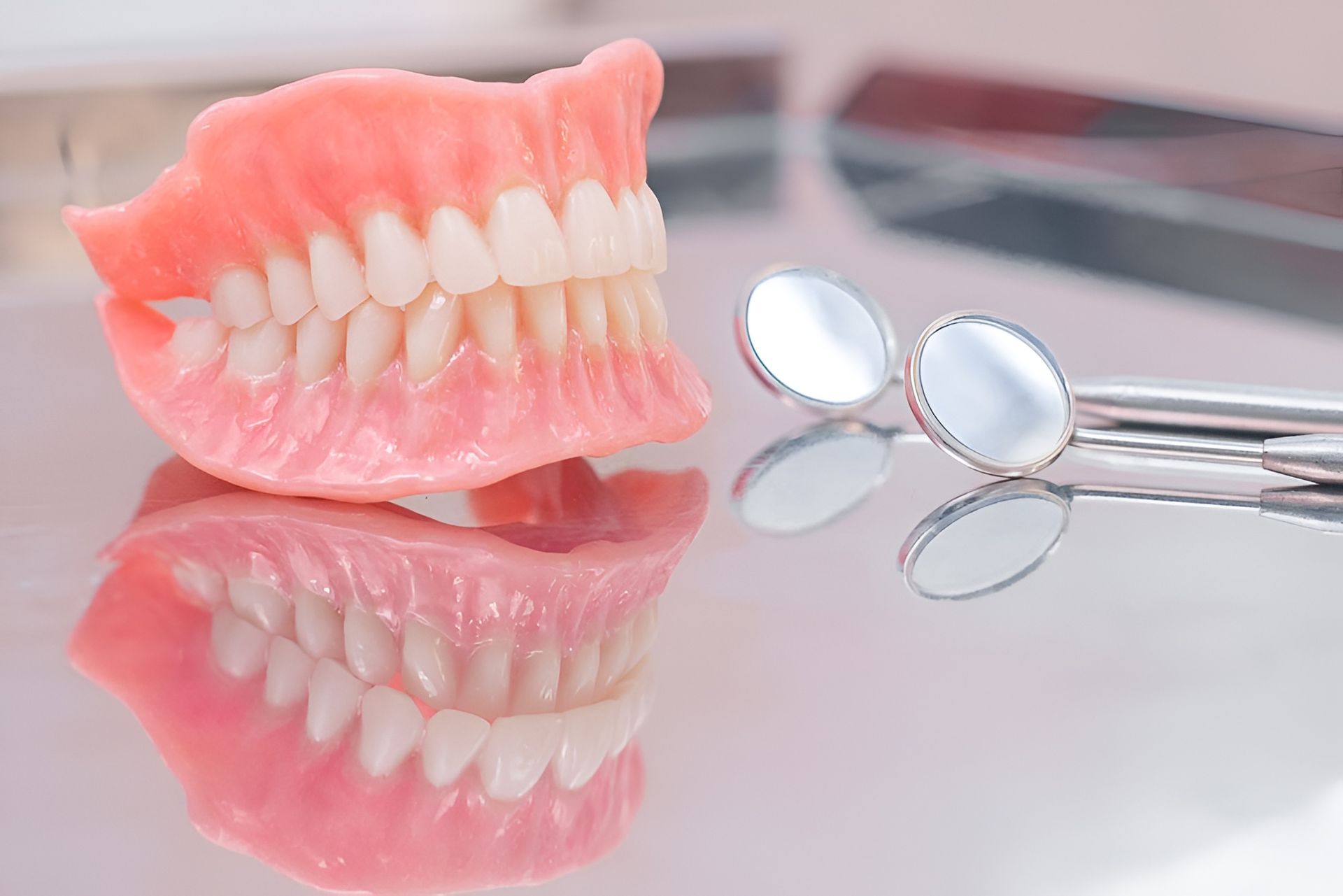 Full Dentures on Top of the Table