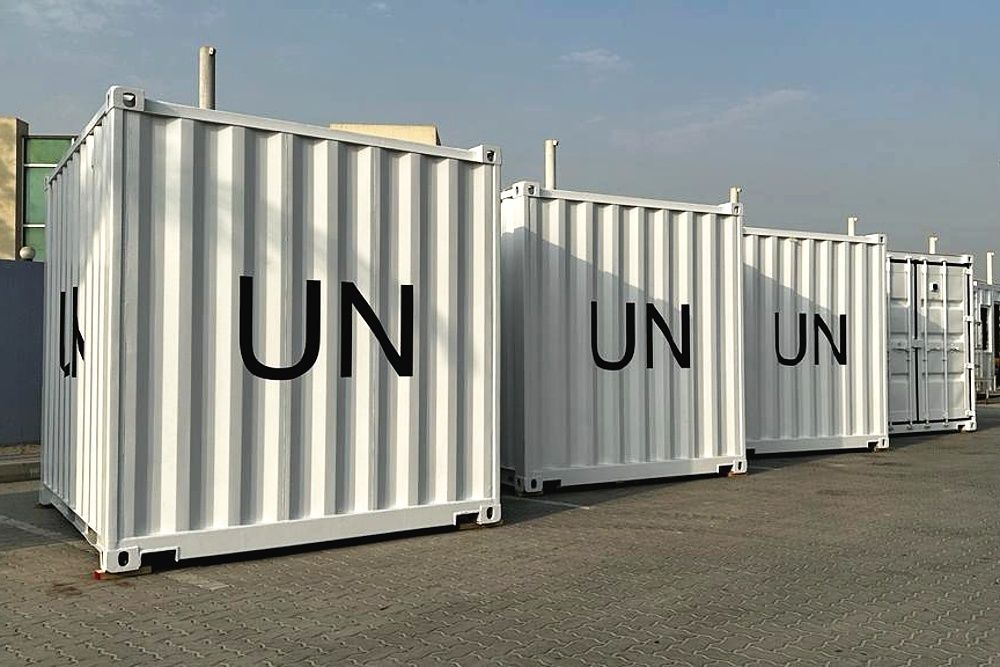 White shipping containers with