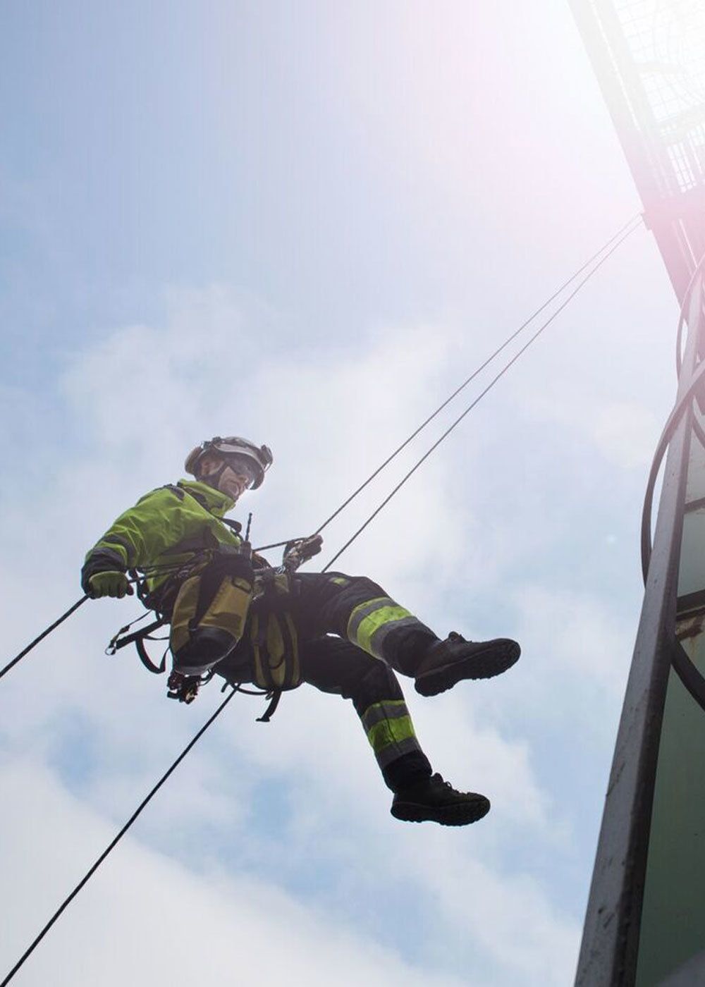 Lifting and technical inspections being carried out by man and rope access