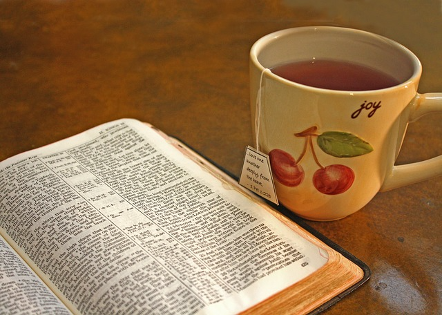 A bible and tea