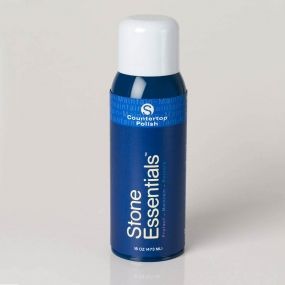 A blue bottle of stone essentials countertop polish