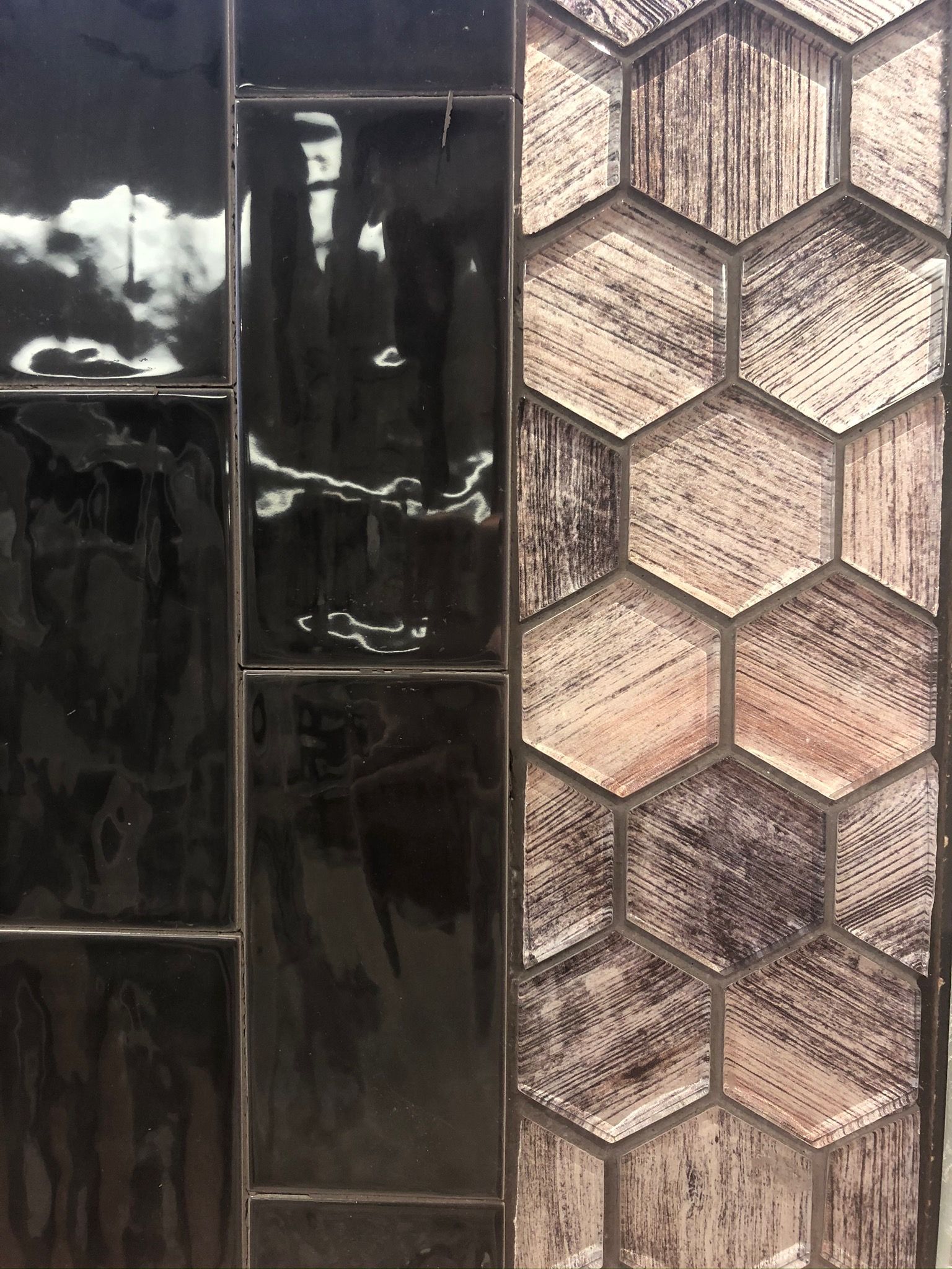 A close up of a tile with a honeycomb pattern on it.