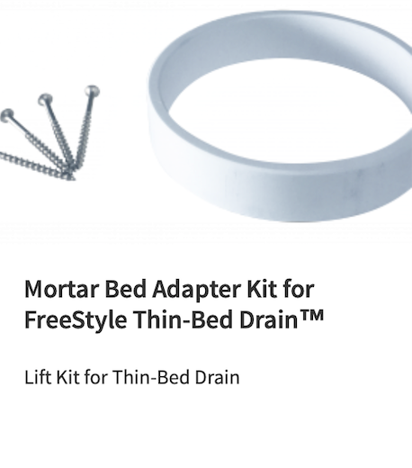 Mortar bed adapter kit for freestyle thin-bed drain lift kit for thin-bed drain