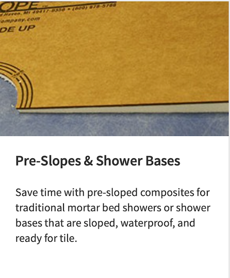 A piece of paper that says pre-slopes & shower bases