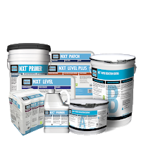 A group of buckets , boxes , and bottles of paint on a white background.