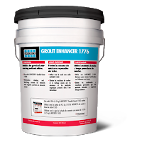 A bucket of grout enhancer 1776 on a white background