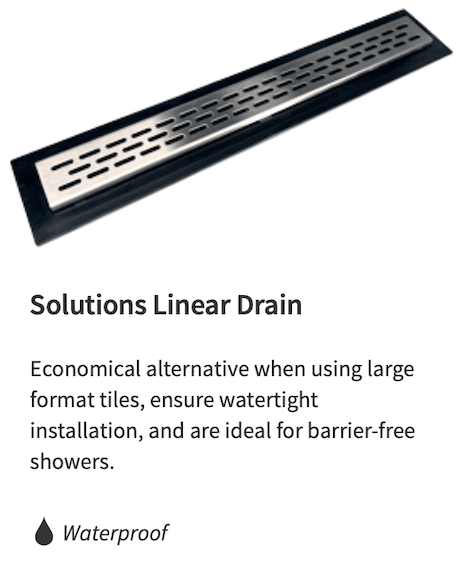 A picture of a linear drain that is waterproof