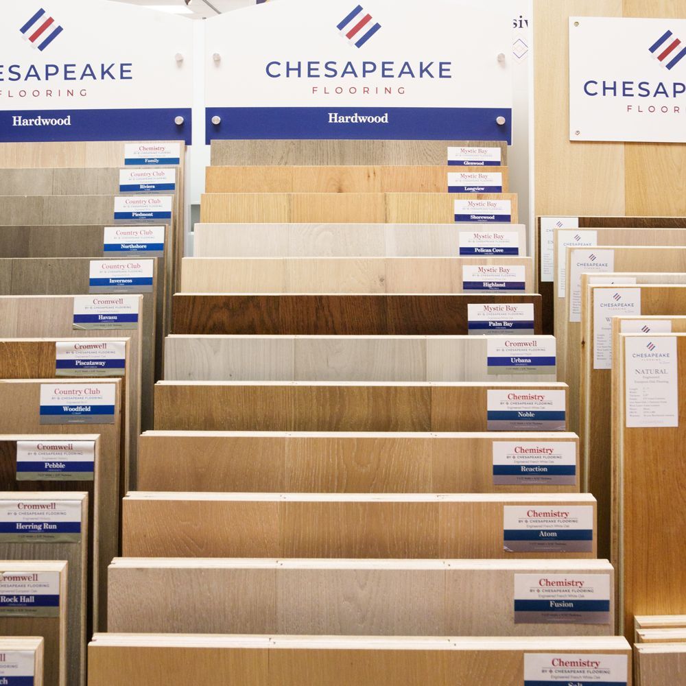 A display of chesapeake hardwood flooring in a store