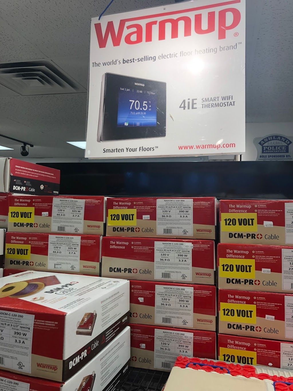 Boxes of warmup are stacked on top of each other