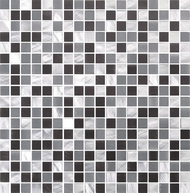A close up of a black and white mosaic tile.