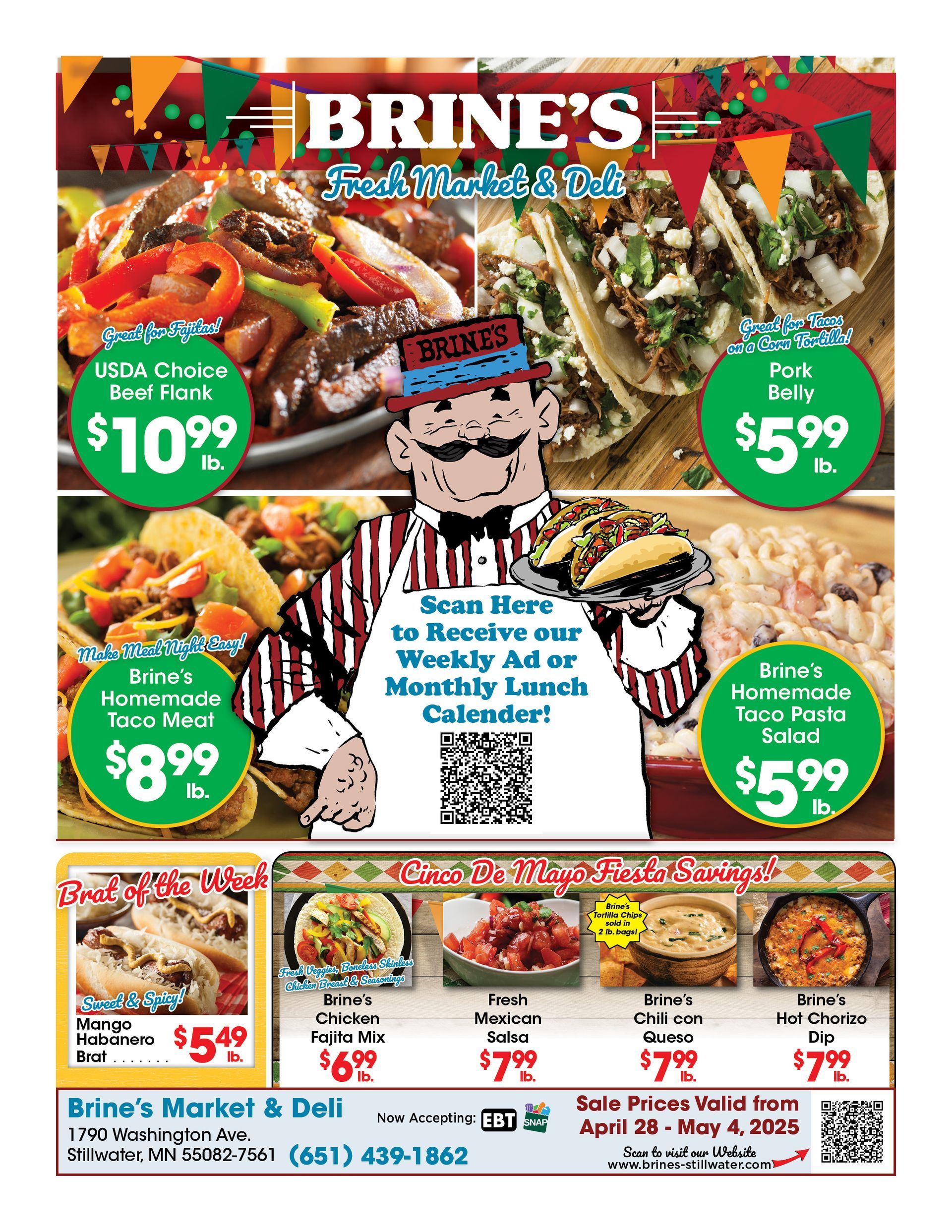 A flyer for brine 's fresh meat & deli