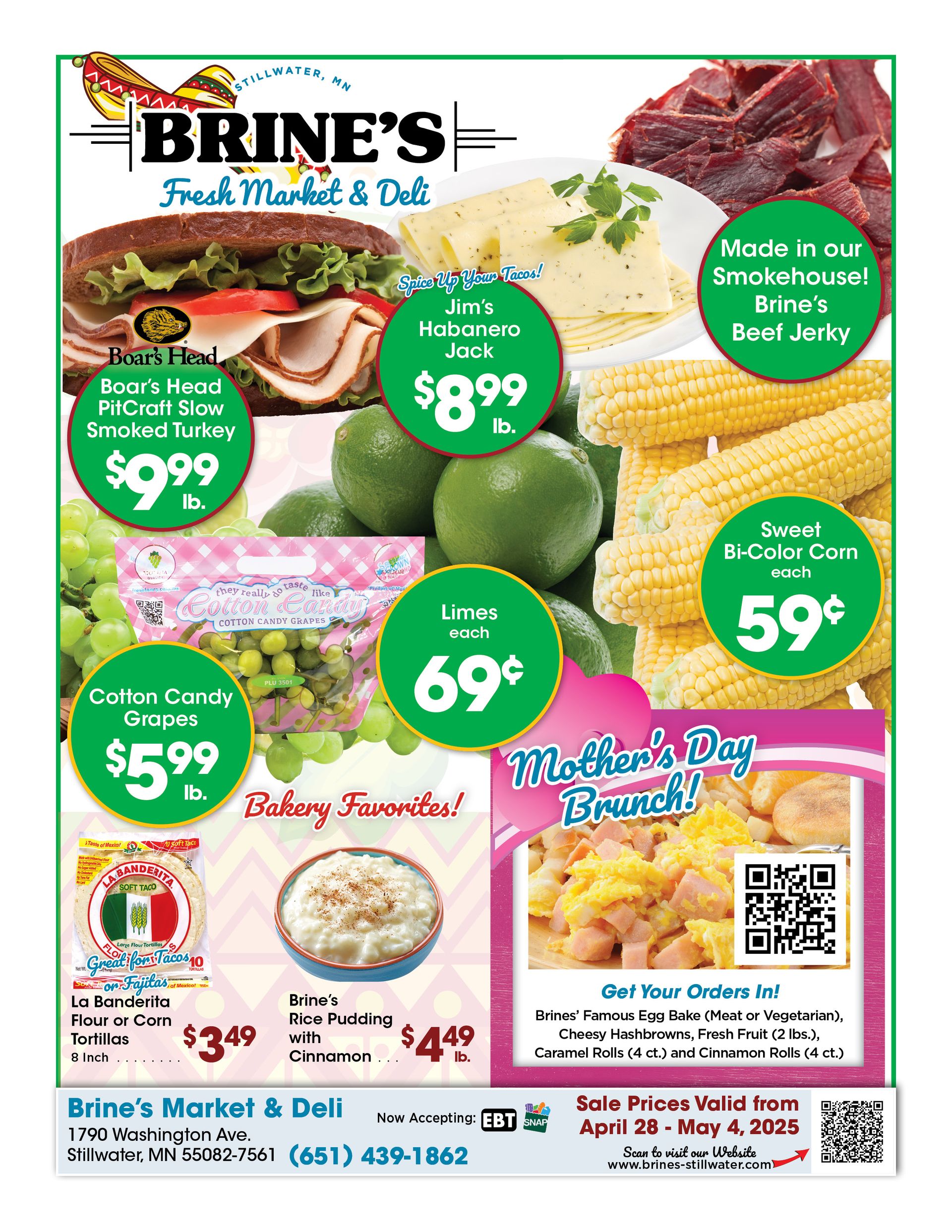 An advertisement for brine 's fresh market and deli