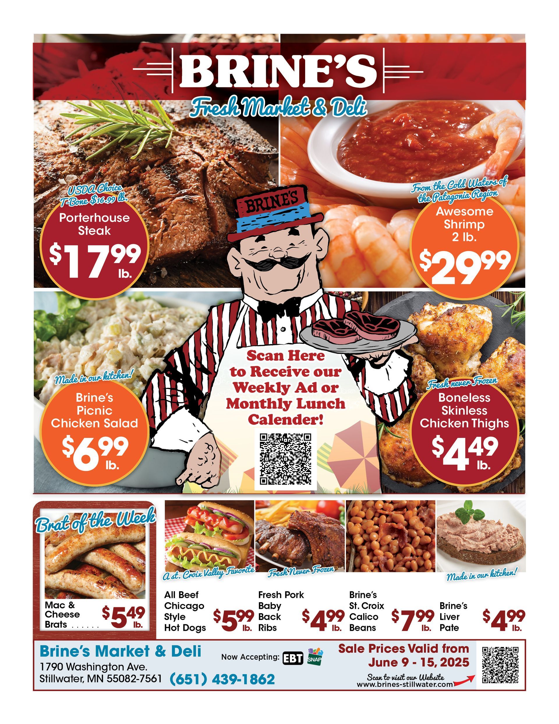 A flyer for brine 's fresh meat & deli