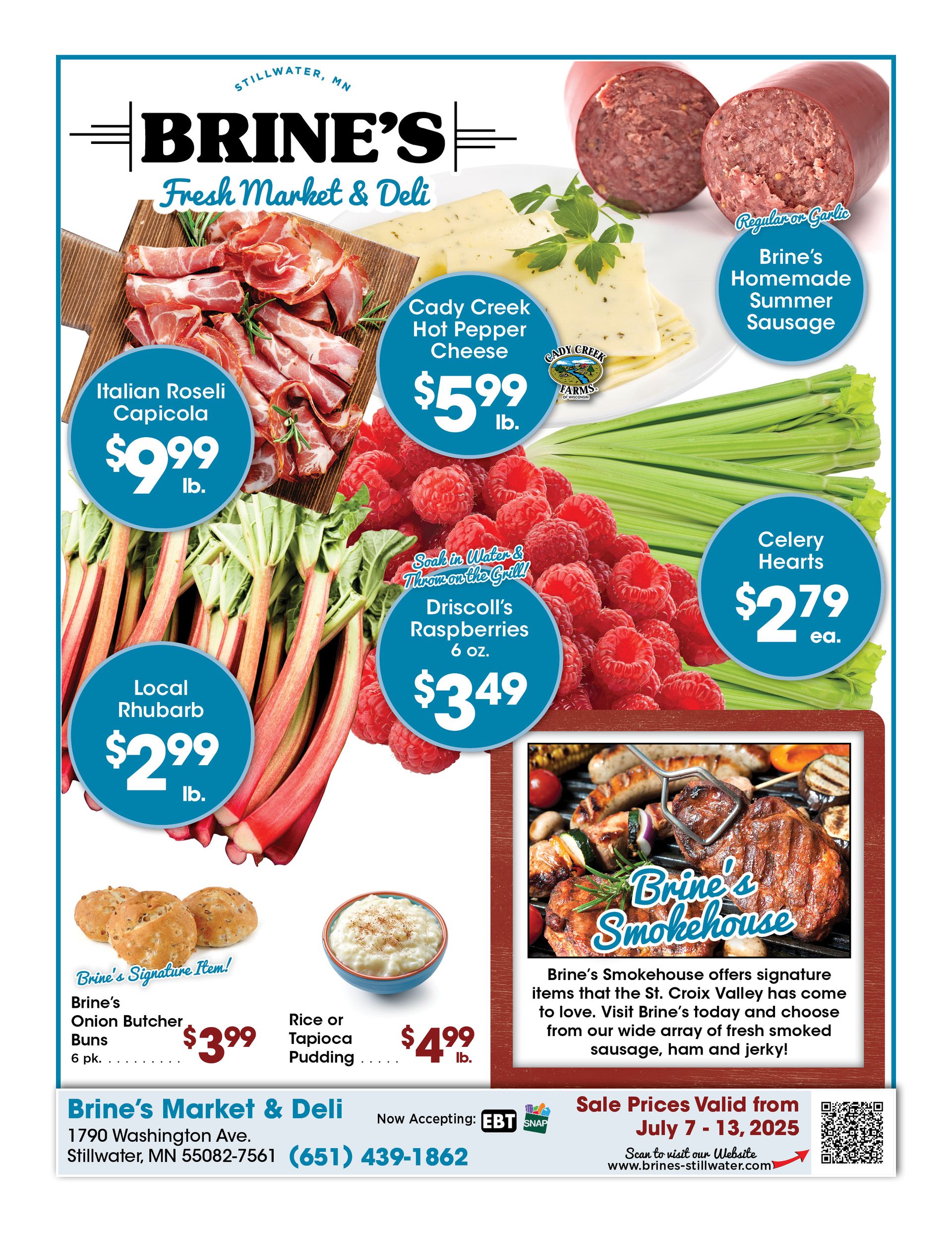 An advertisement for brine 's fresh market and deli