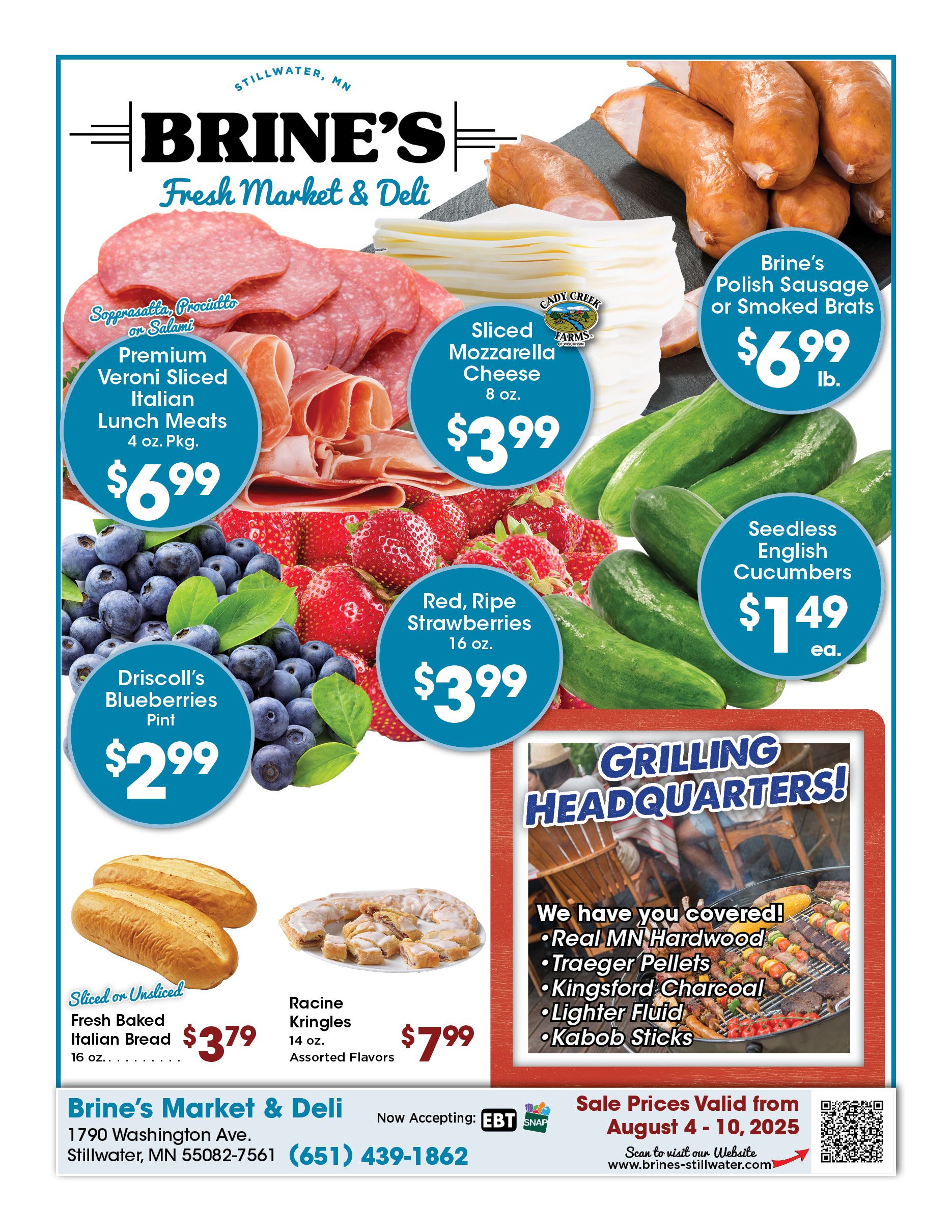 An advertisement for brine 's fresh market and deli