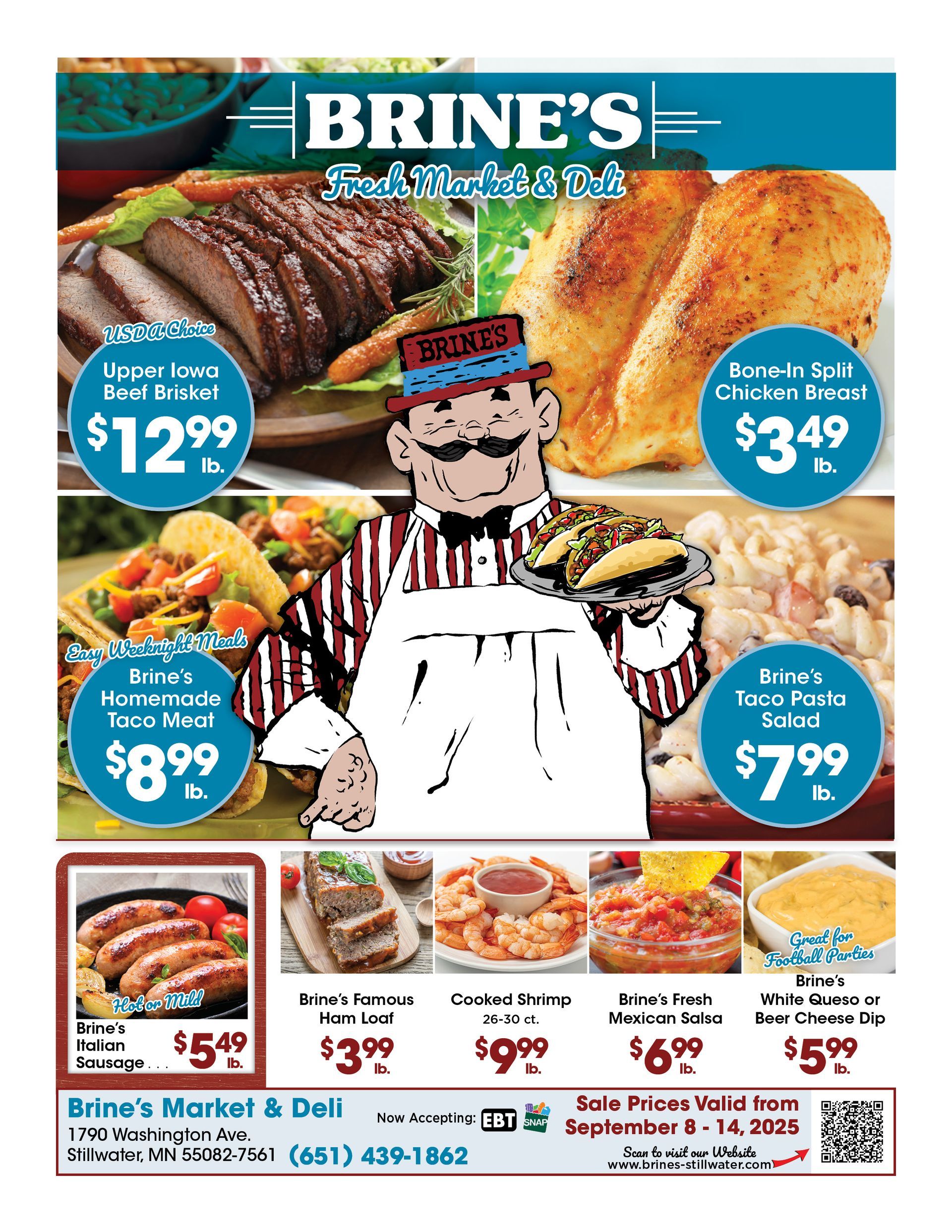 A flyer for brine 's fresh meat & deli