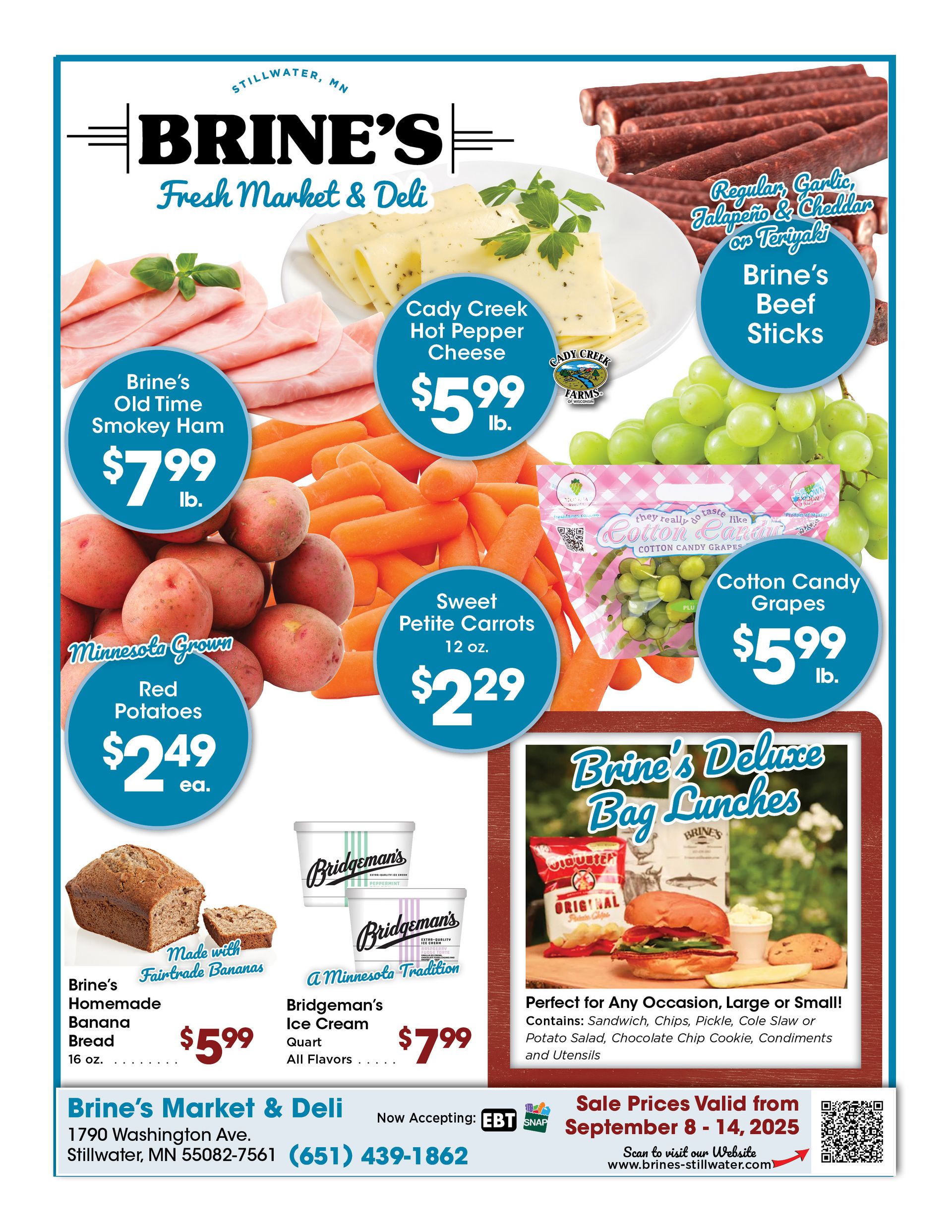 An advertisement for brine 's fresh market and deli