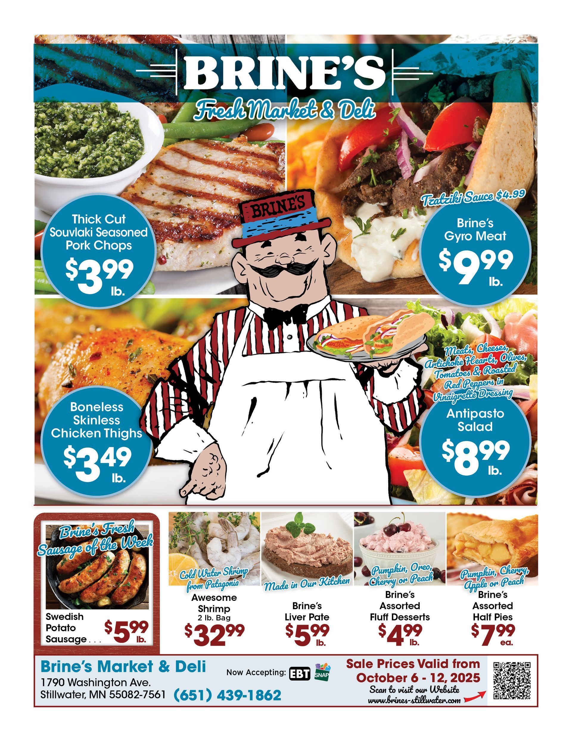 A flyer for brine 's fresh meat & deli