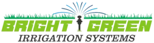 Bright Green Irrigation Systems logo with a sprinkler, green text, and grass.