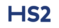 A blue hs2 logo on a white background.