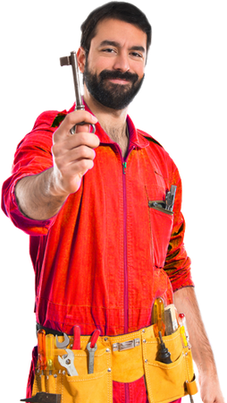 A locksmith holding a key