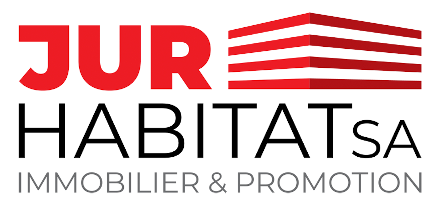 Logo JUR Immobilien & Promotion en rouge et gris avec des lignes de toit stylisées