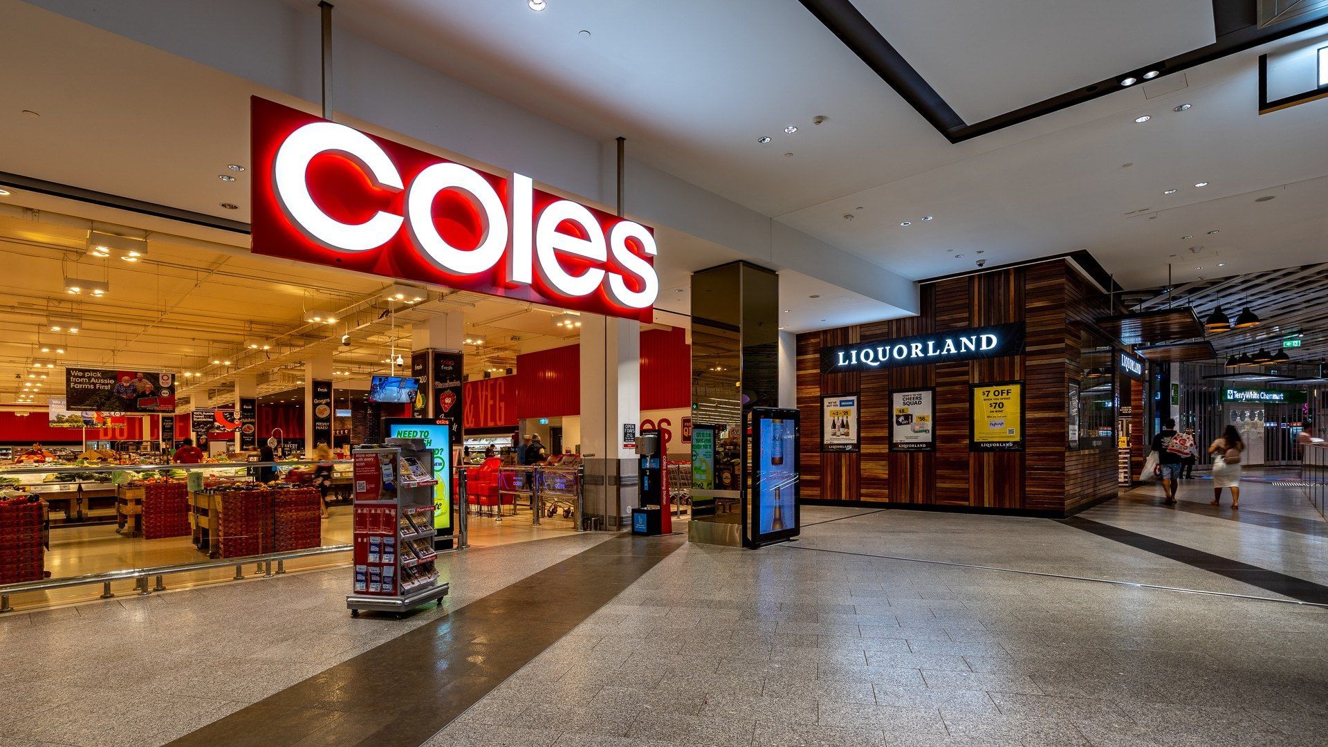 A coles store is located in a shopping mall.