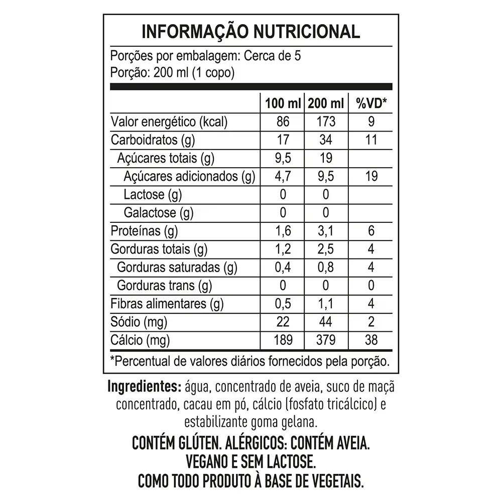 Bebida de Aveia com Cacau