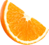Uma fatia de laranja é mostrada em um fundo branco