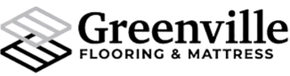 Logo for Greenville Flooring & Mattress featuring a stacked, grid-patterned icon next to the company name.