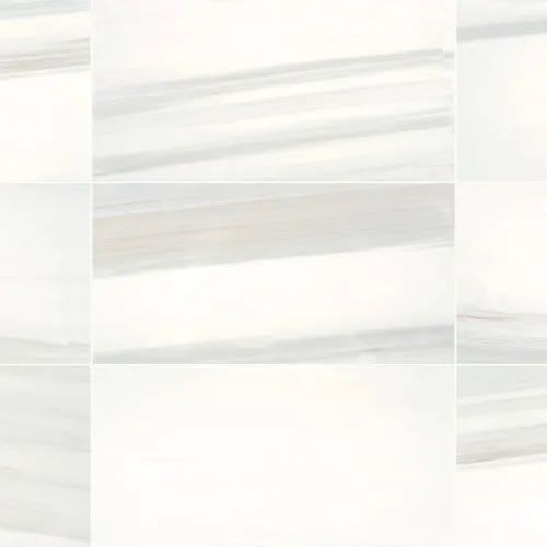 A grid of rectangular white tiles featuring subtle, horizontal grey marble-like veining.