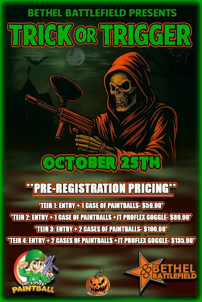 An advertisement for a halloween shootout big game