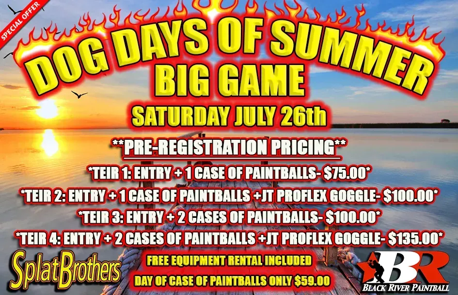 A summertime sizzle special free paintball every saturday and sunday through labor day