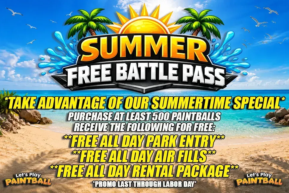An advertisement for a free paintball weekend on august 17th 18th