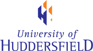 A blue and orange logo for the university of huddersfield