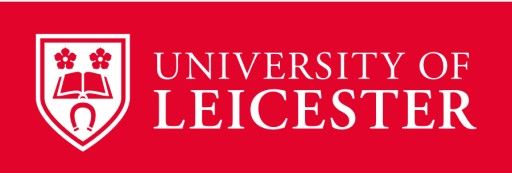University of leicester logo on a red background