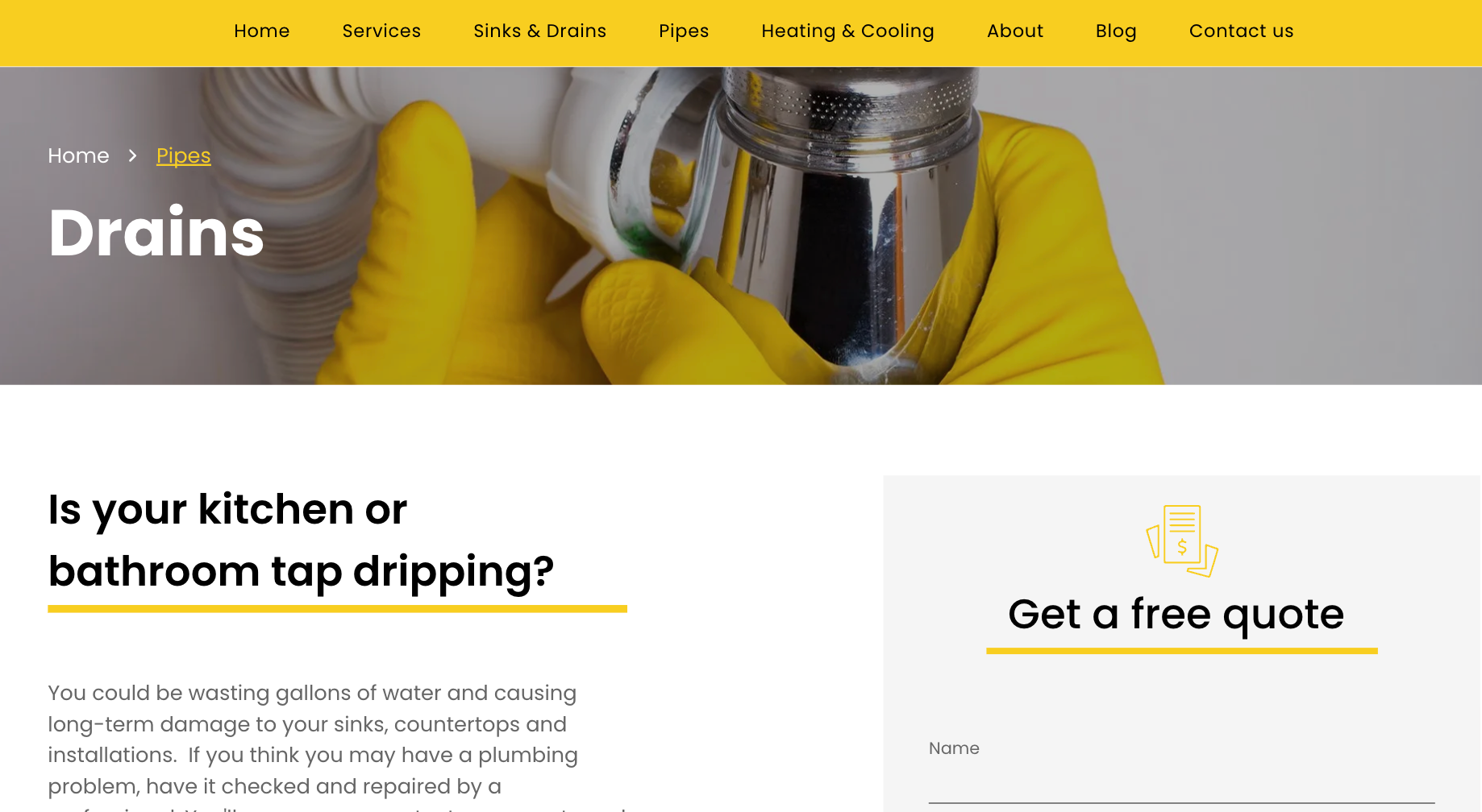 TagSonar plumbing website example.