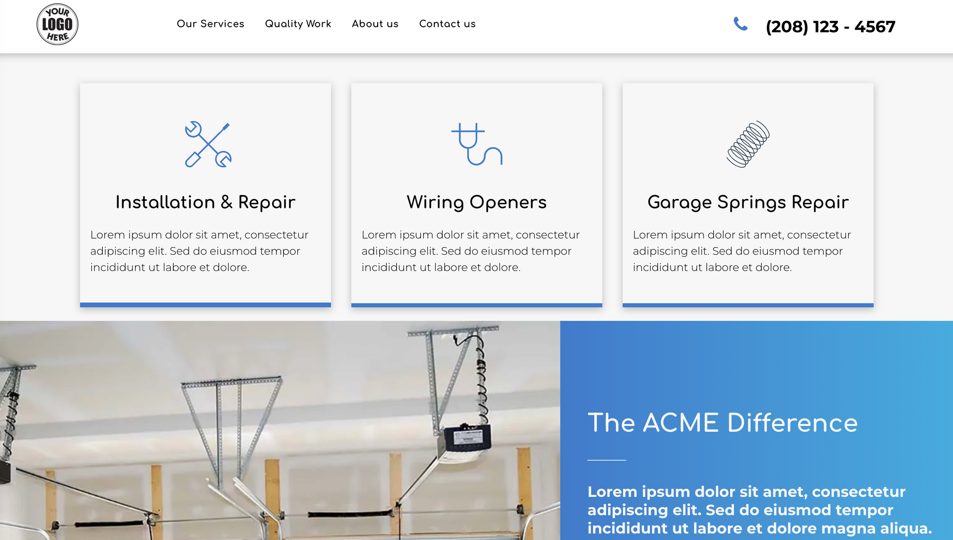 TagSonar plumbing website homepage example.