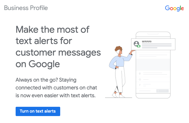 Turn On Text Alerts for Customer Messages on Google