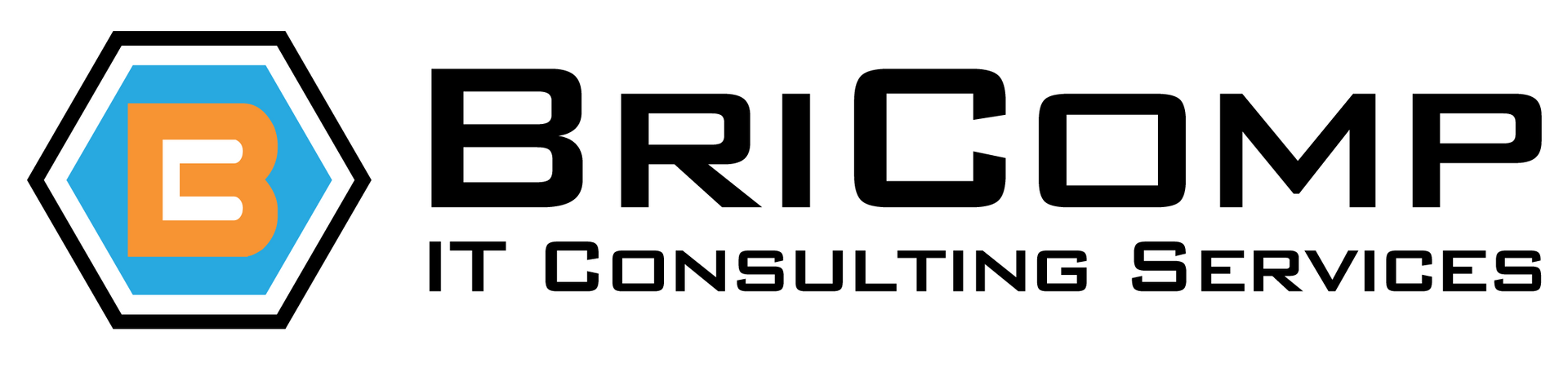 BriComp logo with hexagon containing B and C above the text BriComp IT Consulting Services.