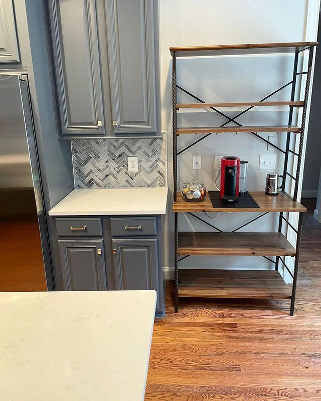 Kitchen with Standing Shelf — Greensboro, NC — Peakstone Granite & Marble