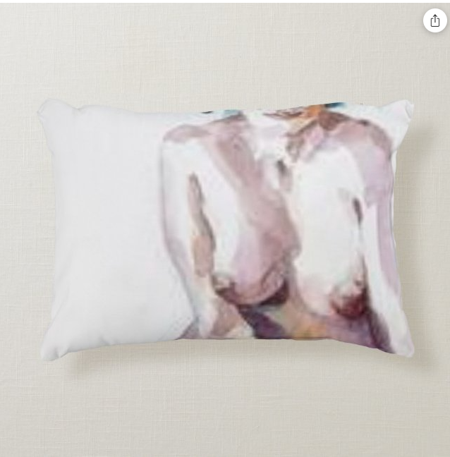 Naked Woman On The Beach Accet Pillow