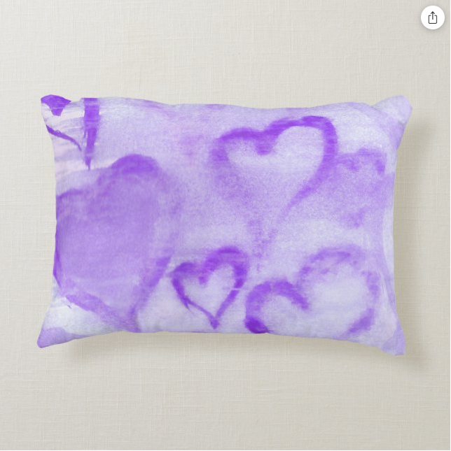 Lazy Eye Effect And Purple Hearts Accent Pillow