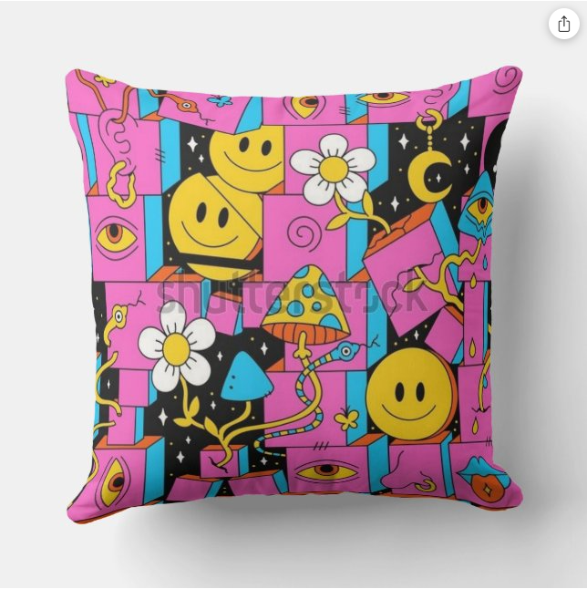 Green Eye And Emoji Throw Pillow