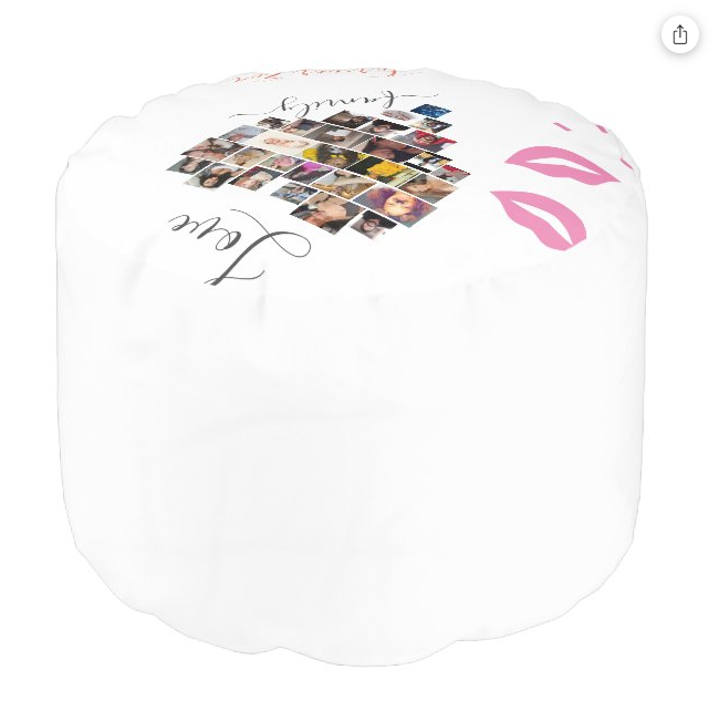 X.O.X.O Heart of Love Round Pouf