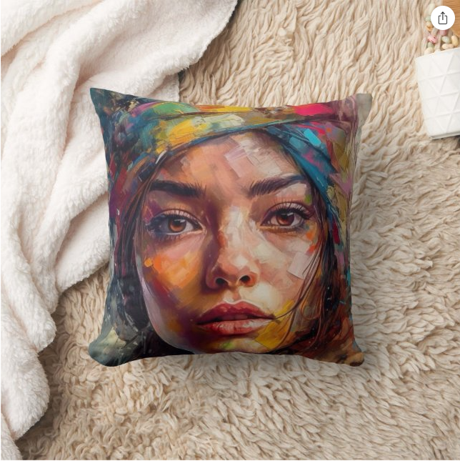 Beautiful Native Woman Throw Pillow