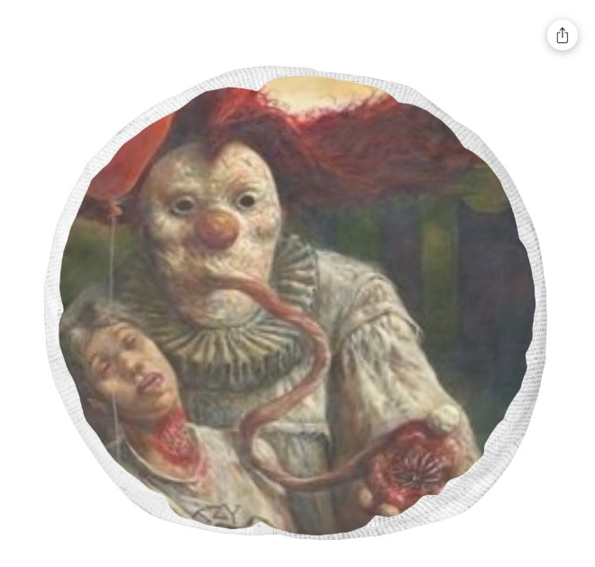 Crazy Clown Round Pouf Pillow