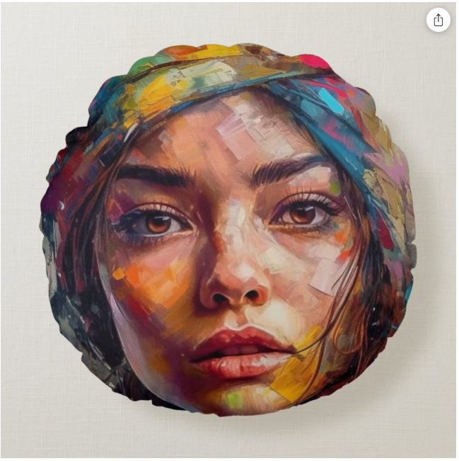 Woman In Style Round Pillow